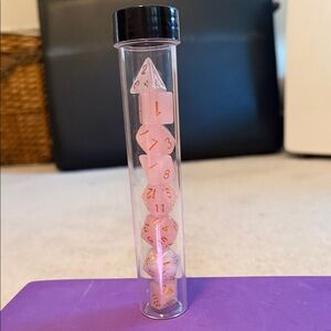 Pink Polyhedral Dice Set in Tube